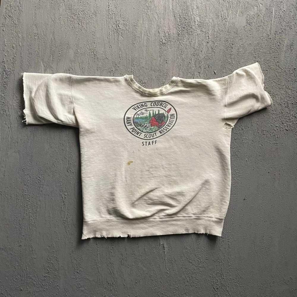 Vintage Viking Council Scout Staff Sweatshirt Mens medium white 70s native